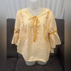 WEEKEND women plus yellow striped blouse/size 36X